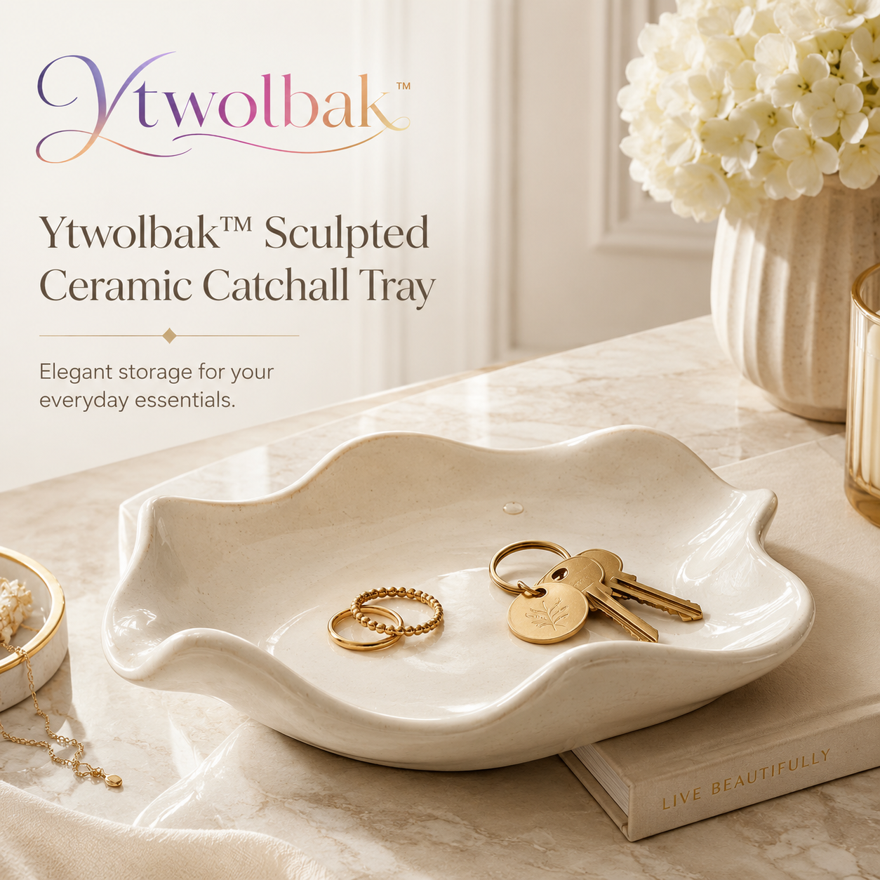 Ytwolbak™ Sculpted Ceramic Catchall Tray